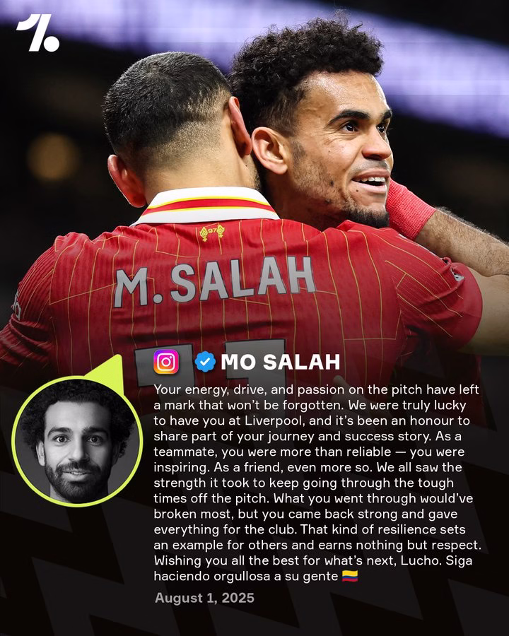 Mohamed Salah with a touching tribute to his friend Luis Díaz 🥹 ❤️